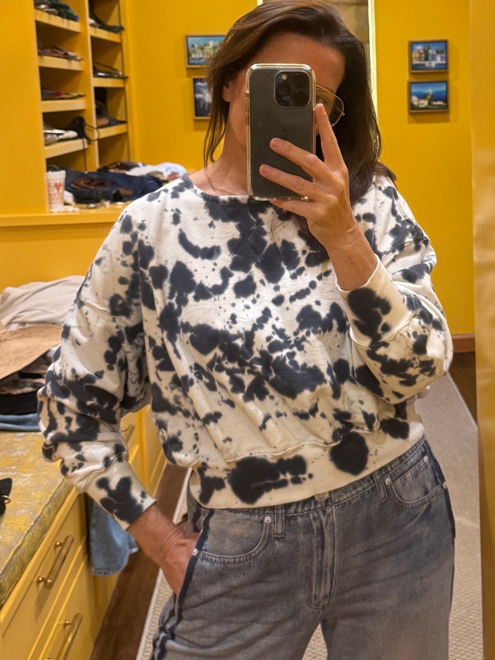 OVERSIZED Bassike Navy and White Sweatshirt, cool back design